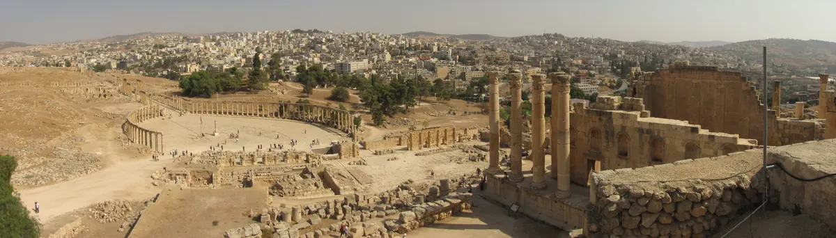 Oval colonnaded plaza of a Roman city