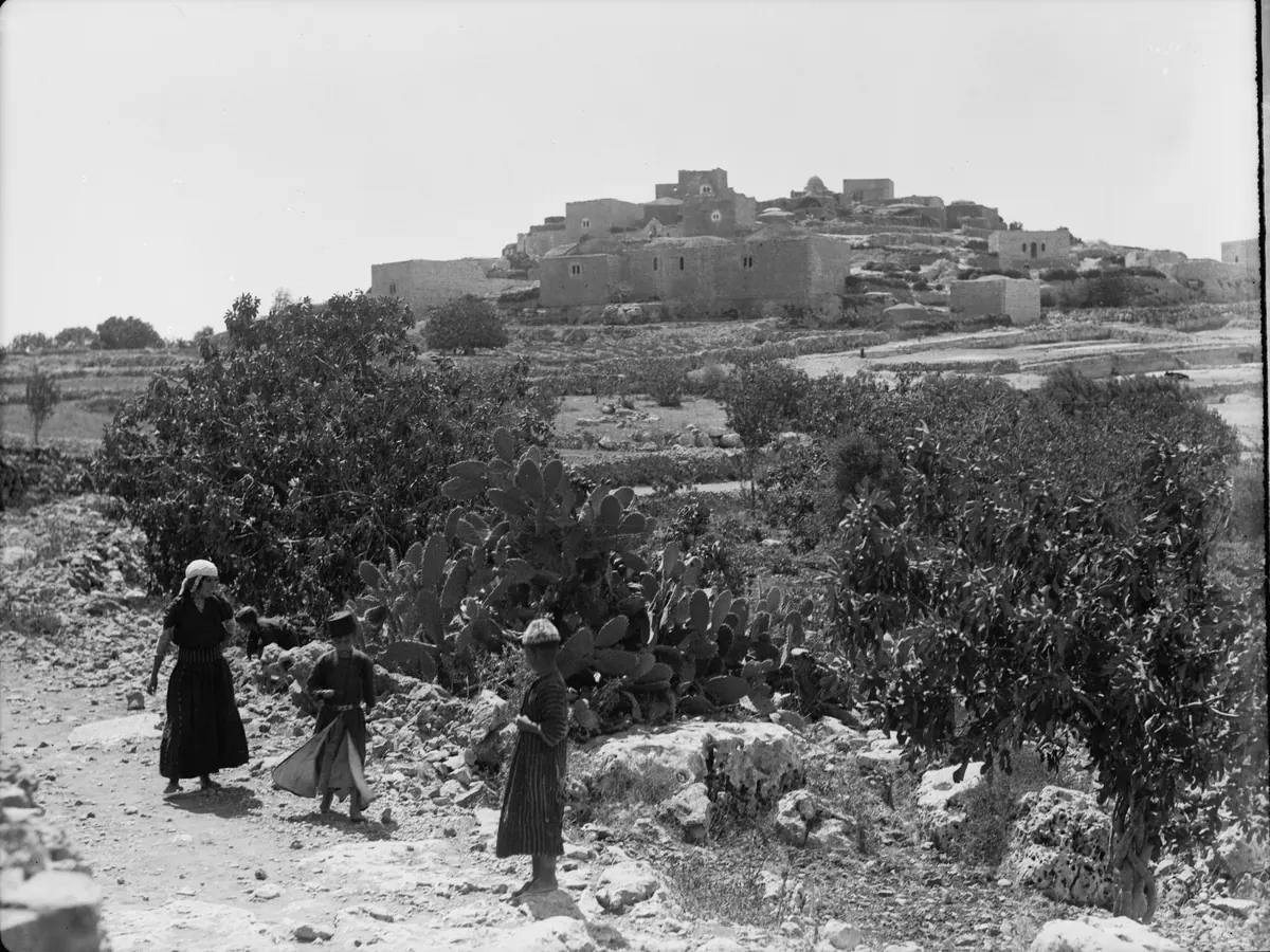 Old photograph of a hill village in Judea