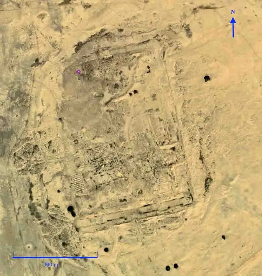 Massive mudbrick fortress walls in the Sinai desert